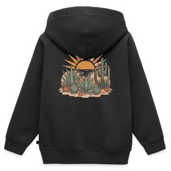 Boho Natur Kakteen - Kinder Premium Organic Zip Hoodie - Schwarz - Hinten - AI Model Kid Male (0cm)