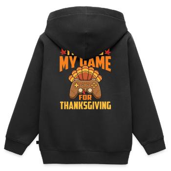 Paused My Game For Thanksgiving Gamer Fall - Kids Premium Organic Zip-up Hoodie - black - Back - AI Model Kid Male (0cm)