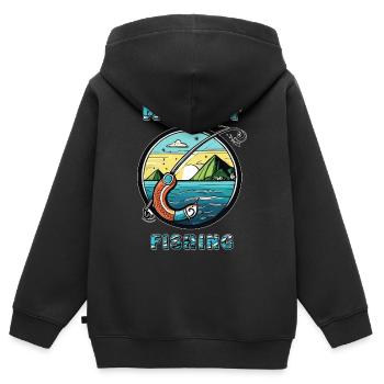 MAGNET FISHING - Kinder Premium Organic Zip Hoodie - Schwarz - Hinten - AI Model Kid Male (0cm)