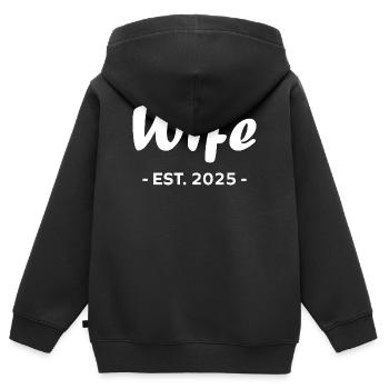 Ehefrau ist 2025 - Kinder Premium Organic Zip Hoodie - Schwarz - Hinten - AI Model Kid Male (0cm)