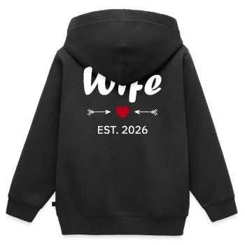 Ehefrau ist 2026 - Kinder Premium Organic Zip Hoodie - Schwarz - Hinten - AI Model Kid Male (0cm)