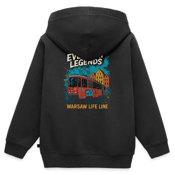 Légendes quotidiennes Varsovie Tram Design - Sweat Premium à capuche zippé enfant bio - noir - Dos - AI Model Kid Male (0cm)