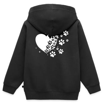 Pfotenabdruck Herz Sternenstaub - Kinder Premium Organic Zip Hoodie - Schwarz - Hinten - AI Model Kid Male (0cm)