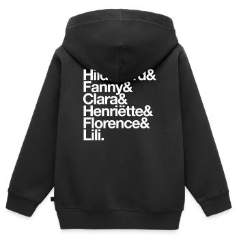 Compositrices - Sweat Premium à capuche zippé enfant bio - noir - Dos - AI Model Kid Male (0cm)