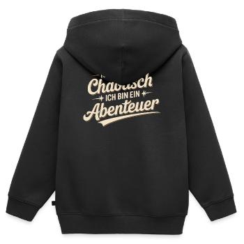 Je ne suis pas chaotique, je suis une aventure - Sweat Premium à capuche zippé enfant bio - noir - Dos - AI Model Kid Male (0cm)