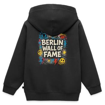 Berlin Wall of Fame Graffiti Street Design - Kinder Premium Organic Zip Hoodie - Schwarz - Hinten - AI Model Kid Male (0cm)
