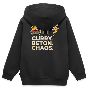 Curry Béton Chaos Berlin Street Design - Sweat Premium à capuche zippé enfant bio - noir - Dos - AI Model Kid Male (0cm)