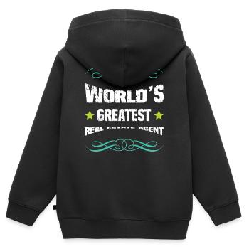 Weltbester Makler Spruch - Kinder Premium Organic Zip Hoodie - Schwarz - Hinten - AI Model Kid Male (0cm)