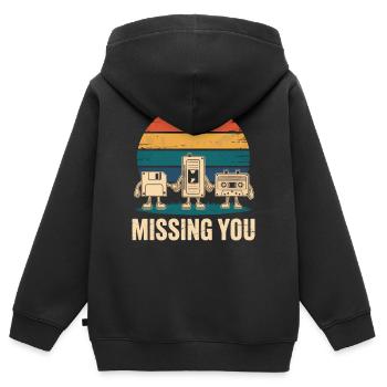 Cassette VHS Floppy Disc Floppy Disk Retro - Kids Premium Organic Zip-up Hoodie - black - Back - AI Model Kid Male (0cm)