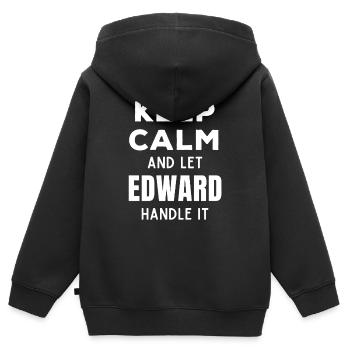 Keep Calm Lass Edward das regeln Lustiger Spruch - Kinder Premium Organic Zip Hoodie - Schwarz - Hinten - AI Model Kid Male (0cm)