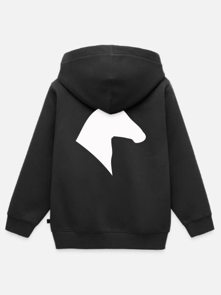 Pferdekopf Silhouette - Kinder Premium Organic Zip Hoodie - Schwarz