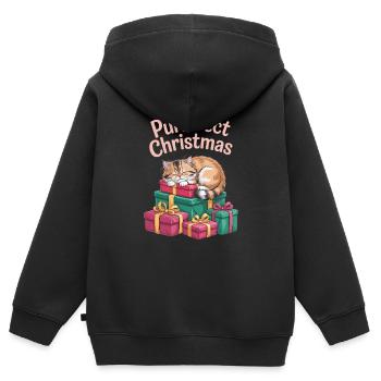 Purr-fect Christmas Sweet Sleeper - Kids Premium Organic Zip-up Hoodie - black - Back - AI Model Kid Male (0cm)