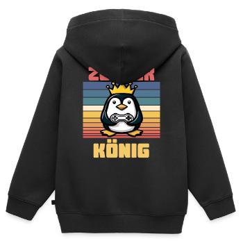 Zocker König - Kinder Premium Organic Zip Hoodie - Schwarz - Hinten - AI Model Kid Male (0cm)