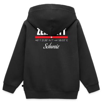 Zermatt - Kinder Premium Organic Zip Hoodie - Schwarz - Hinten - AI Model Kid Male (0cm)