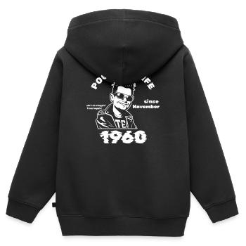 65. Geburtstag Pogo for life since 11/1960 - Kinder Premium Organic Zip Hoodie - Schwarz - Hinten - AI Model Kid Male (0cm)