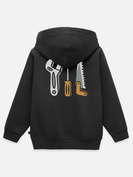 Werkzeug Set – Heimwerker Design - Kinder Premium Organic Zip Hoodie - Schwarz