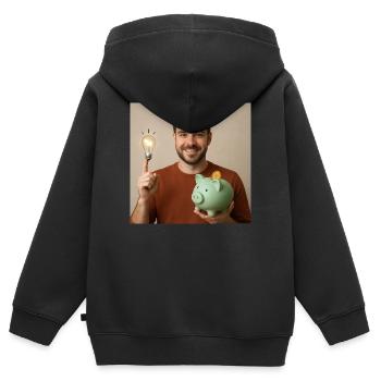 Ideenfunke und Sparschwein - Kinder Premium Organic Zip Hoodie - Schwarz - Hinten - AI Model Kid Male (0cm)