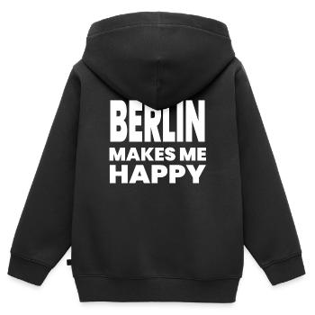 Berlin - Sweat Premium à capuche zippé enfant bio - noir - Dos - AI Model Kid Male (0cm)