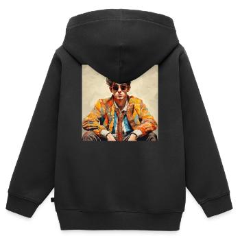 Bunter Künstlerporträt Retro-Chic - Kinder Premium Organic Zip Hoodie - Schwarz - Hinten - AI Model Kid Male (0cm)