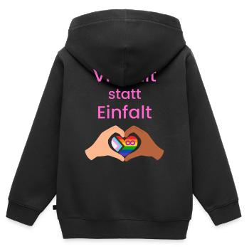 La diversité au lieu de la simplicité - Sweat Premium à capuche zippé enfant bio - noir - Dos - AI Model Kid Male (0cm)