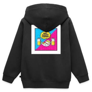 Mode économie d'énergie Hamac - Sweat Premium à capuche zippé enfant bio - noir - Dos - AI Model Kid Male (0cm)