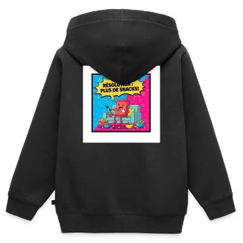 Fête de Snacks Dessin Popcorn - Sweat Premium à capuche zippé enfant bio - noir - Dos - AI Model Kid Male (0cm)