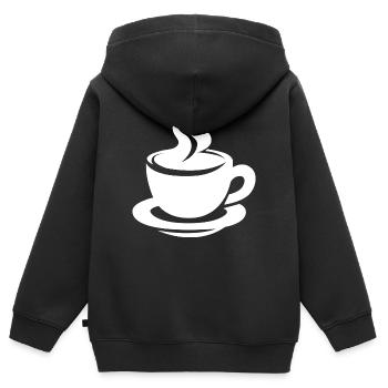 Kaffeetasse mit Dampf minimalistisches Design - Kinder Premium Organic Zip Hoodie - Schwarz - Hinten - AI Model Kid Male (0cm)