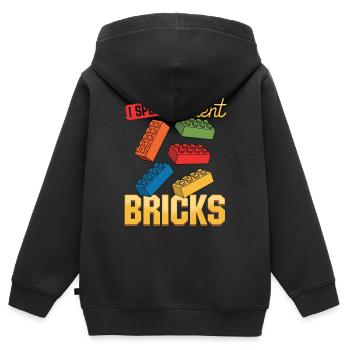 Building Blocks Kids Brick Builder - Kinder Premium Organic Zip Hoodie - Schwarz - Hinten - AI Model Kid Male (0cm)
