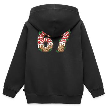 Kekszahlen 67 im Zuckerguss-Design - Kinder Premium Organic Zip Hoodie - Schwarz - Hinten - AI Model Kid Male (0cm)