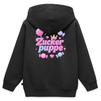 Sugar Doll / Y2K Nickname Statement Design - Kids Premium Organic Zip-up Hoodie - black - Back - AI Model Kid Male (0cm)