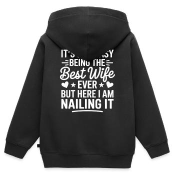 Ehefrau Spruch Ehefrauen Lustiges Ehefrau Geschenk - Kinder Premium Organic Zip Hoodie - Schwarz - Hinten - AI Model Kid Male (0cm)
