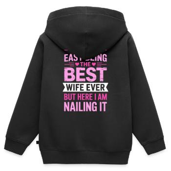 Ehefrau Spruch Ehefrauen Lustiges Ehefrau Geschenk - Kinder Premium Organic Zip Hoodie - Schwarz - Hinten - AI Model Kid Male (0cm)