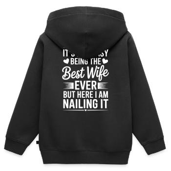 Ehefrau Spruch Ehefrauen Lustiges Ehefrau Geschenk - Kinder Premium Organic Zip Hoodie - Schwarz - Hinten - AI Model Kid Male (0cm)