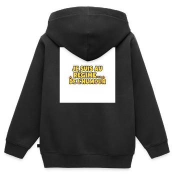 Je suis au régime de l'humour - Sweat Premium à capuche zippé enfant bio - noir - Dos - AI Model Kid Male (0cm)