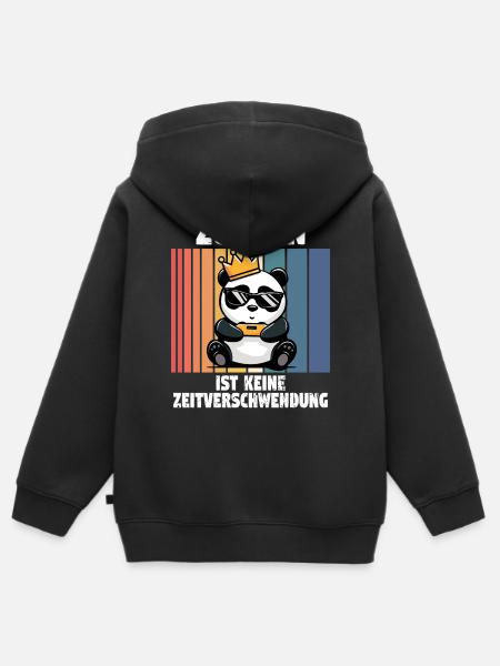 Zocken ist doch keine Zeitverschwendung - Kinder Premium Organic Zip Hoodie - Schwarz