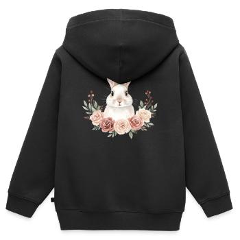 Kaninchen - Kinder Premium Organic Zip Hoodie - Schwarz - Hinten - AI Model Kid Male (0cm)