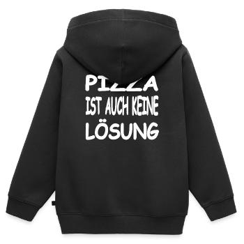 Pizza - Kinder Premium Organic Zip Hoodie - Schwarz - Hinten - AI Model Kid Male (0cm)