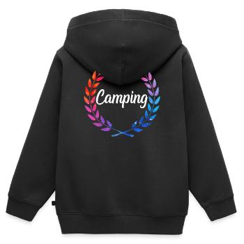Camping Farblaurel Script - Kinder Premium Organic Zip Hoodie - Schwarz - Hinten - AI Model Kid Male (0cm)