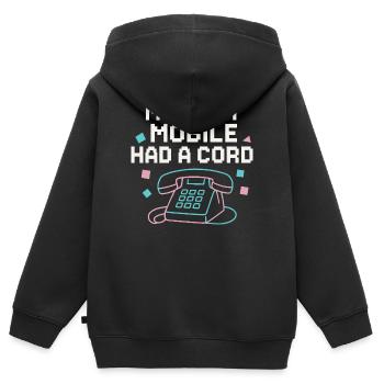 Mon premier téléphone avait un câble - Sweat Premium à capuche zippé enfant bio - noir - Dos - AI Model Kid Male (0cm)