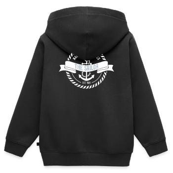 Nautic Design Sailor Emblem Nautical Patch - Kids Premium Organic Zip-up Hoodie - black - Back - AI Model Kid Male (0cm)