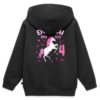 4 Jahre alt Pferd Endlich Bin Ich 4 Mädchen 4. - Kinder Premium Organic Zip Hoodie - Schwarz - Hinten - AI Model Kid Male (0cm)