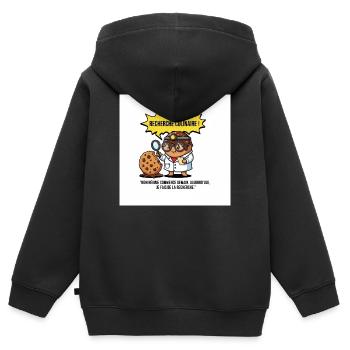 Gourmet Culinary Research - Kids Premium Organic Zip-up Hoodie - black - Back - AI Model Kid Male (0cm)