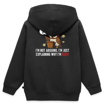 Débatteur hibou au podium - Sweat Premium à capuche zippé enfant bio - noir - Dos - AI Model Kid Male (0cm)