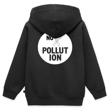 NO POLLUTION - Kinder Premium Organic Zip Hoodie - Schwarz - Hinten - AI Model Kid Male (0cm)