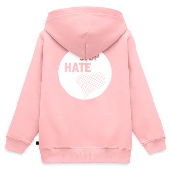 STOP HATE - Kinder Premium Organic Zip Hoodie - Rosa - Hinten - AI Model Kid Female (0cm)