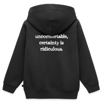 Le doute est inconfortable, la certitude est ridicule - Sweat Premium à capuche zippé enfant bio - noir - Dos - AI Model Kid Male (0cm)