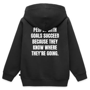 Menschen mit Zielen sind erfolgreich, weil sie wissen, wo - Kinder Premium Organic Zip Hoodie - Schwarz - Hinten - AI Model Kid Male (0cm)