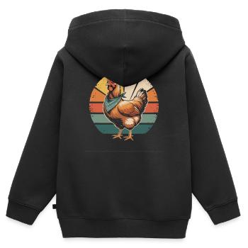 Poulets Poulet - Sweat Premium à capuche zippé enfant bio - noir - Dos - AI Model Kid Male (0cm)
