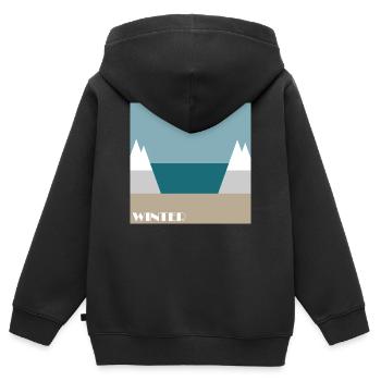 Hiver - Sweat Premium à capuche zippé enfant bio - noir - Dos - AI Model Kid Male (0cm)