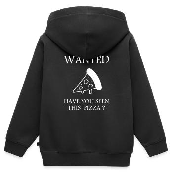 Pizza WANTED T-Shirt – Funny Foodie Design - Sweat Premium à capuche zippé enfant bio - noir - Dos - AI Model Kid Male (0cm)